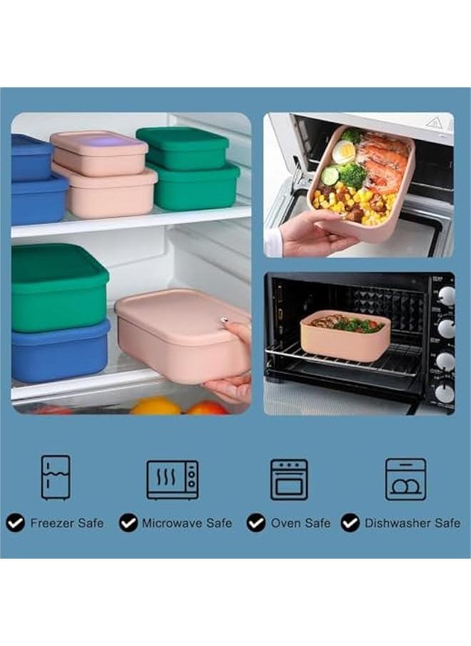 Set of 3 Hard-Shell Silicone Airtight Food Storage Containers - 2300ml Capacity. Ideal for Lunch, Travel, and Freezing. Bento Lunch Box Containers with Lids.