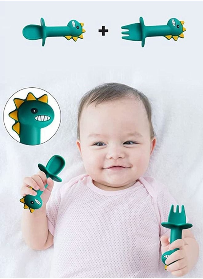 Baby Silicone Plate + Placement, Non-Slip Feeding Plate for Toddlers Babies Kids with Strong Suction Fits Most Highchair Trays. Dishwasher and Microwave Safe with Spoon & Fork