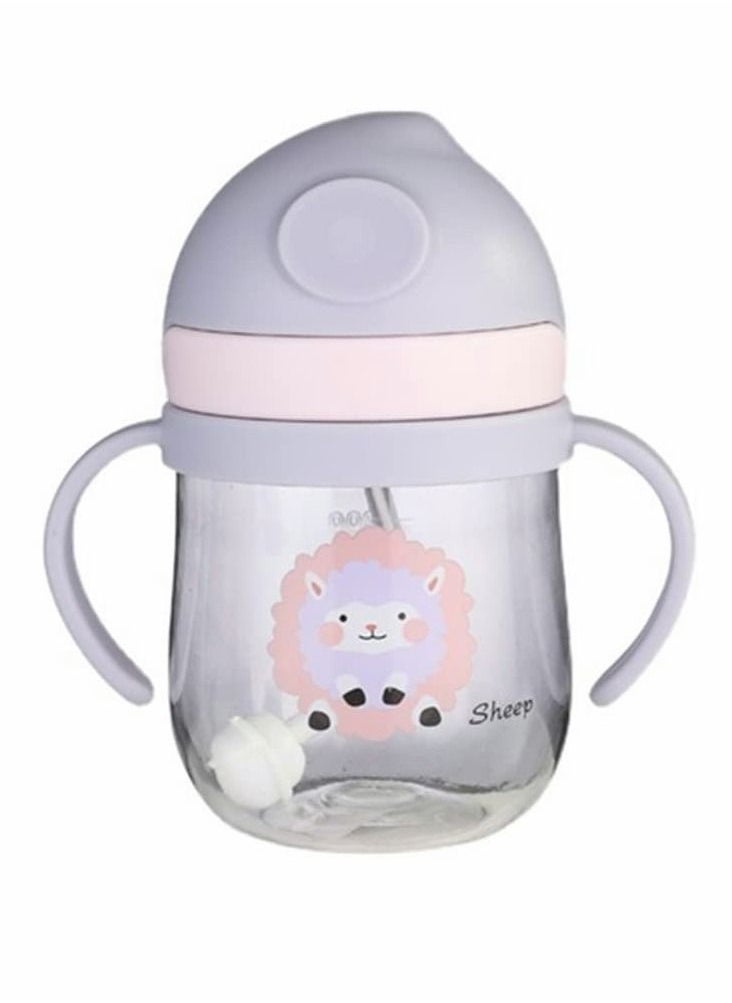 Sippy Cup for Baby more than 6 months,Spill-Proof Sippy Cup, Straw for Kids Water Bottle with Soft Silicon Spout Cup for Toddlers,BPA Free, 300ml,Spill Plastic Drinking Bottle with Handle