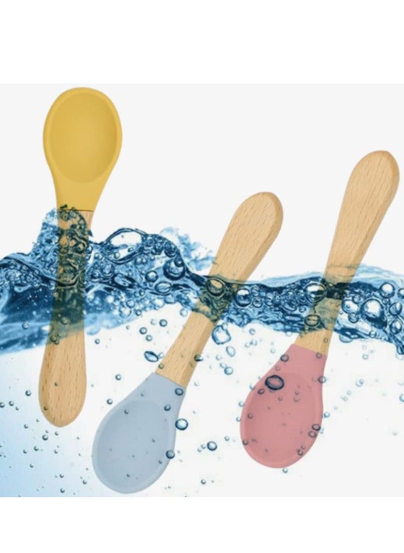 Baby Fork and Spoon Set, 4 Pcs Silicone Feeding Utensil Easy Grip Toddler Cutlery Kit Children's Flatware Kids Cutlery Set for Infant Toddler Children First Training Weaning, 6-12 Month