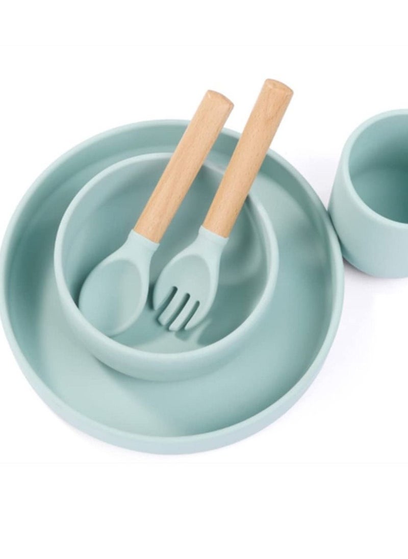 Baby Fork and Spoon Set, 4 Pcs Silicone Feeding Utensil Easy Grip Toddler Cutlery Kit Children's Flatware Kids Cutlery Set for Infant Toddler Children First Training Weaning, 6-12 Month