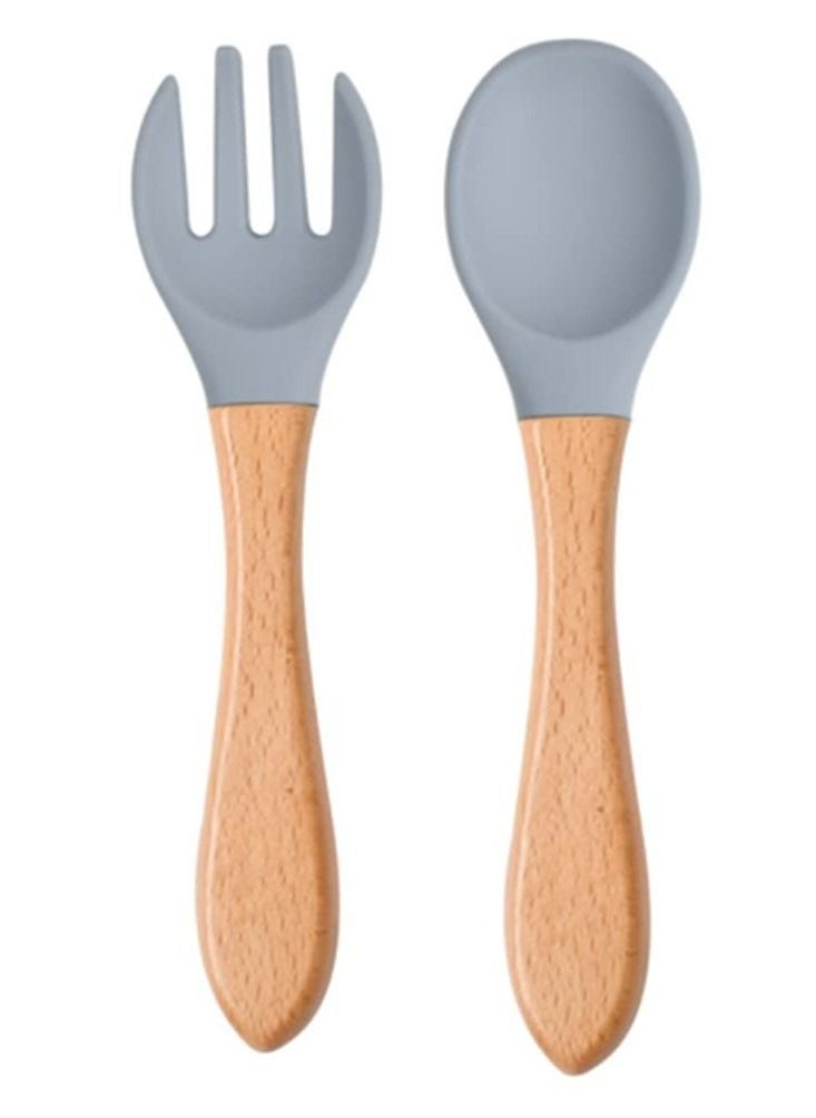 Baby Fork and Spoon Set, 4 Pcs Silicone Feeding Utensil Easy Grip Toddler Cutlery Kit Children's Flatware Kids Cutlery Set for Infant Toddler Children First Training Weaning, 6-12 Month