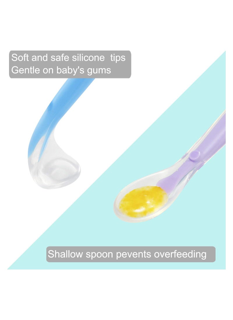 Soft Silicone Baby Spoons for Infant Feeding - 6 Pack of Safe, Gentle Training Spoons for Toddlers and Children - Ideal for Weaning and Easy Feeding.