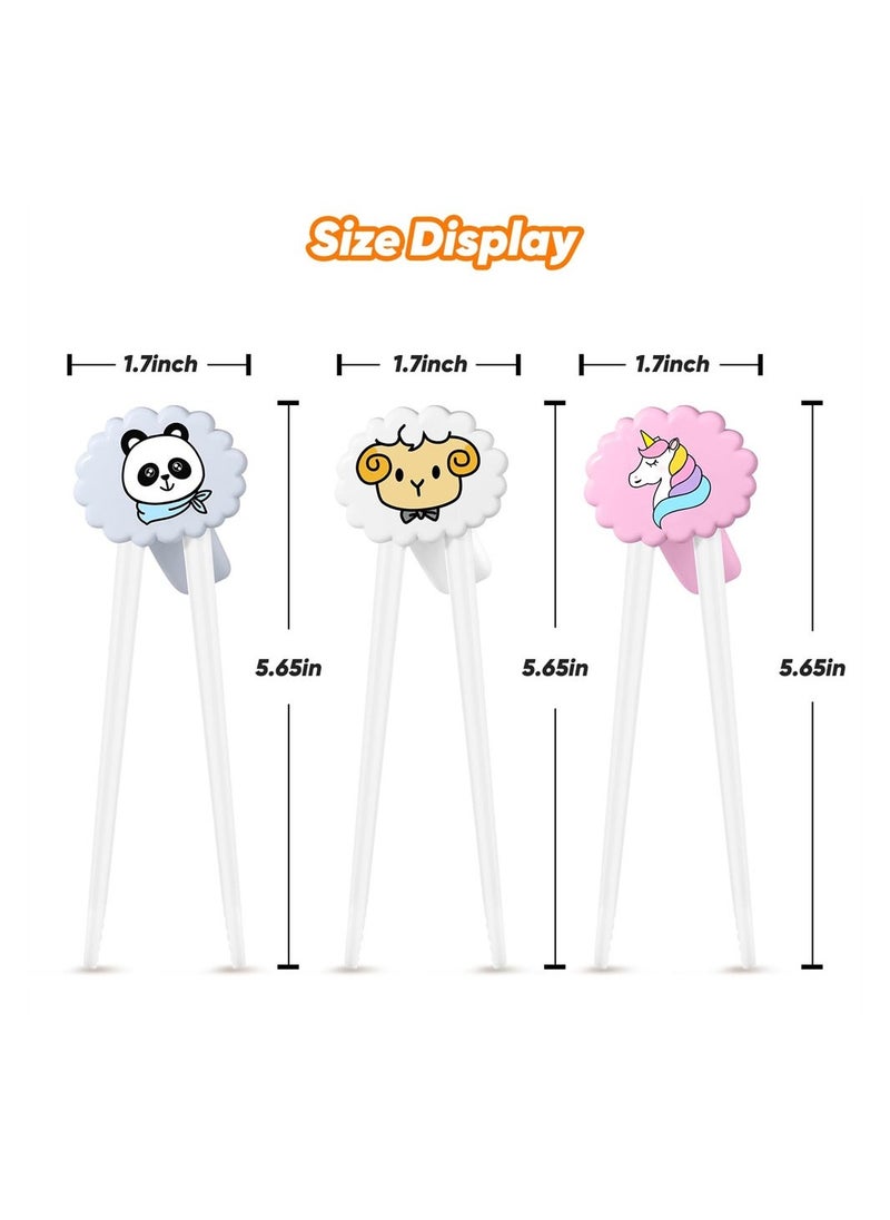 Kids Chopsticks Training, 3 Pairs Beginner Chopsticks, Cute  Kids Practice Chopsticks with Attachable Right or Left Handed Learning Chopstick Helper