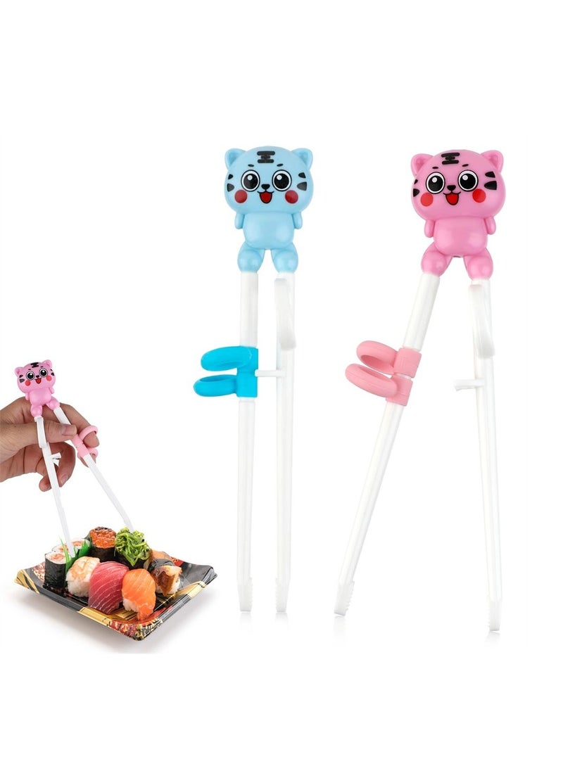 Training Chopsticks for Beginners, 2 Pairs Cartoon Reusable Chopsticks Set with Chopstick Helper for Toddler Adults