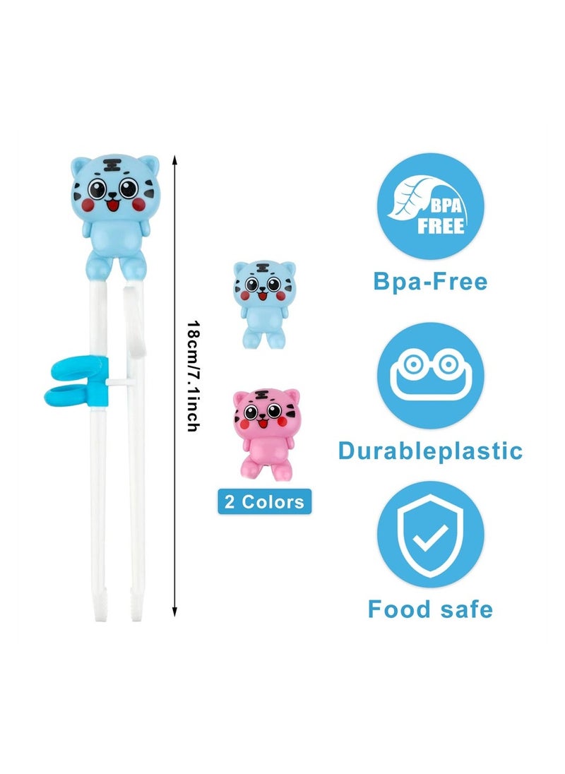 Training Chopsticks for Beginners, 2 Pairs Cartoon Reusable Chopsticks Set with Chopstick Helper for Toddler Adults