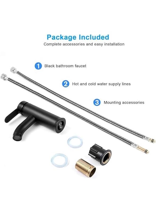 Wash Basin Mixer Faucet,Bathroom Basin Faucet,Water Mixer Kitchen Hot and Cold Water, Single Tap for Sink, Bathroom Sink Faucets with Included Hoses