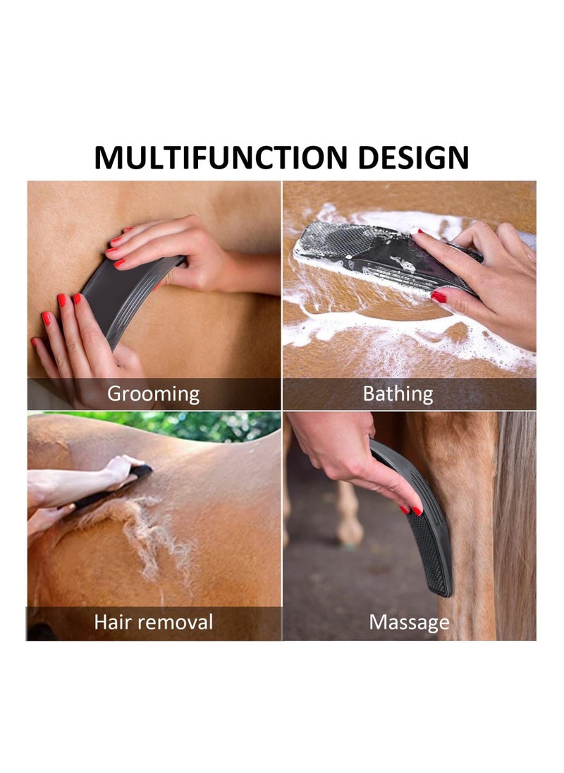 6-in-1 Multi-Functional Horse Hair Grooming Brush - Shedding, Massage, and Beauty Tool for Pets (Black) - Effective Hair Removal and Grooming Solution.