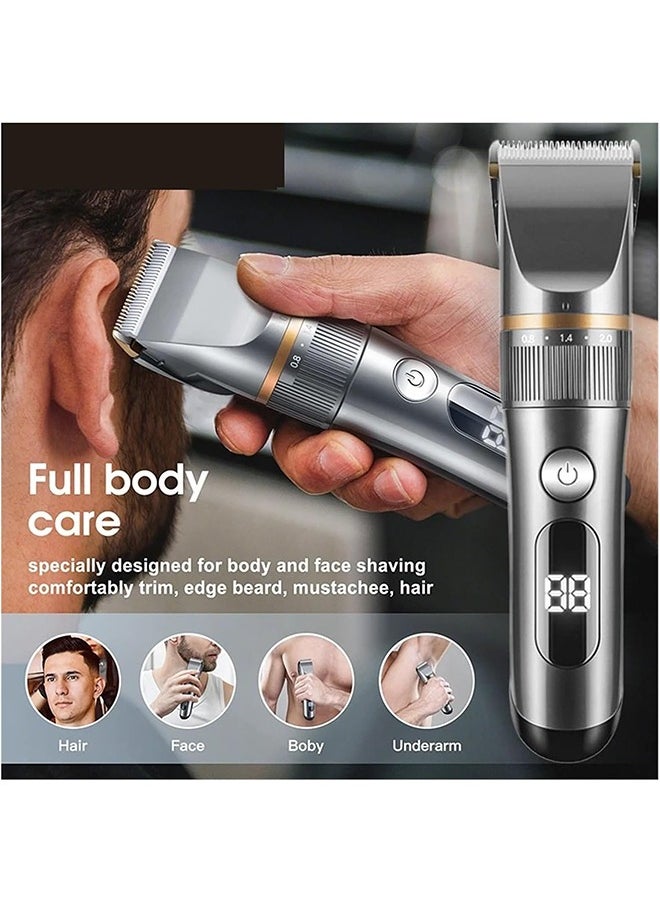 Electric Hair Clipper for Men, Rechargeable Cordless Hair Trimming with LCD Display & 4 Limit Combs, Beard Trimmer Hair Cutting Kit for Barbers and Stylists