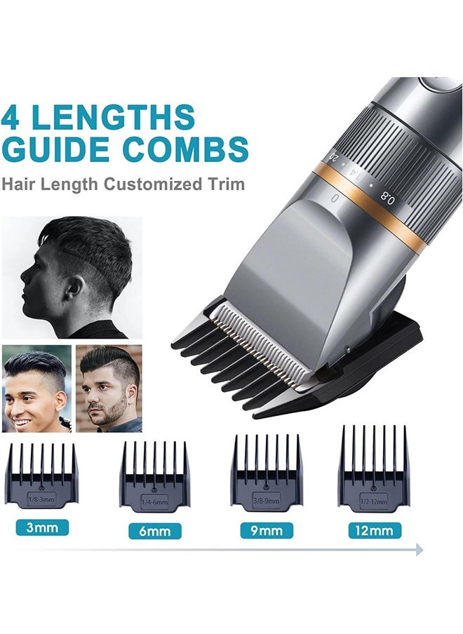 Electric Hair Clipper for Men, Rechargeable Cordless Hair Trimming with LCD Display & 4 Limit Combs, Beard Trimmer Hair Cutting Kit for Barbers and Stylists