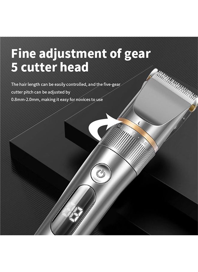 Electric Hair Clipper for Men, Rechargeable Cordless Hair Trimming with LCD Display & 4 Limit Combs, Beard Trimmer Hair Cutting Kit for Barbers and Stylists