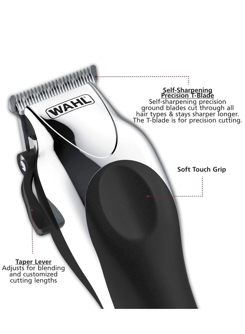 Clipper USA Deluxe Corded Chrome Pro, Complete Hair and Trimming Kit, Includes Corded Clipper, Cordless Battery Trimmer, and Styling Shears, for a Cut Every Time - Model 79524-5201M