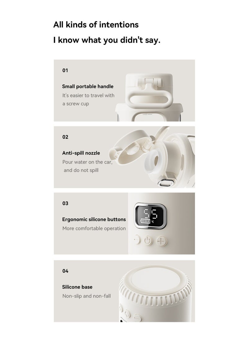 Wireless Smart Thermostatic Milk Mixing Cup, 350ML Capacity, 12 Hours Constant Temperature, 18000mAh Large Battery, Faster Heating，Constant temperature cup for babies to take out for milk making, wireless insulation milk mixer for soaking milk