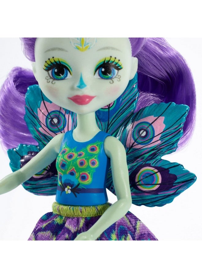 Enchantimals Patter Peacock Doll & Flap Figure 6Inch Small Doll With Long Purple Hair Peacock Wings Removable Skirt Headpiece And Shoes Gift For 3 To 8 Year Oldsmulticolor