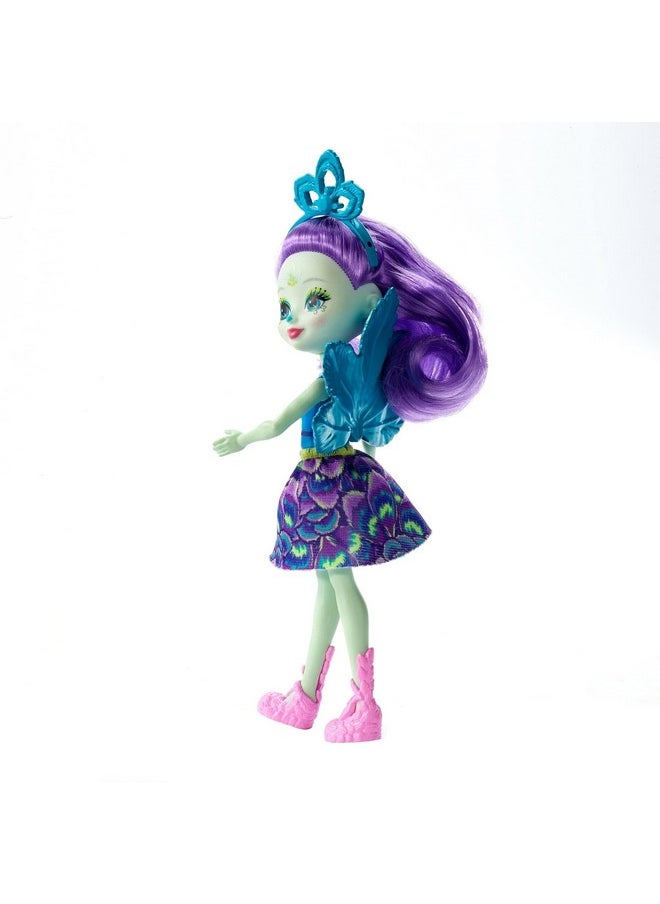 Enchantimals Patter Peacock Doll & Flap Figure 6Inch Small Doll With Long Purple Hair Peacock Wings Removable Skirt Headpiece And Shoes Gift For 3 To 8 Year Oldsmulticolor