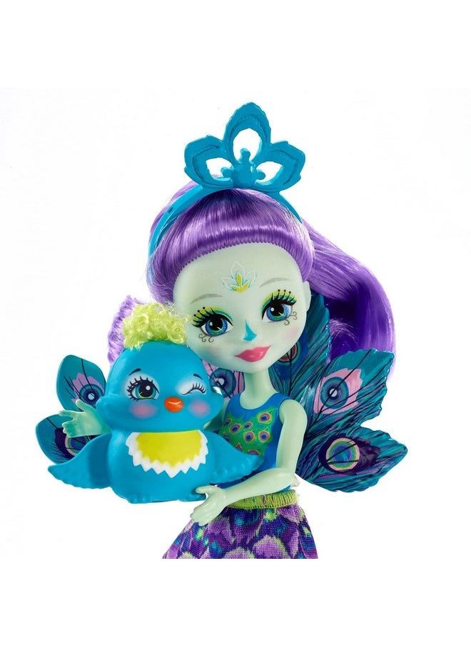 Enchantimals Patter Peacock Doll & Flap Figure 6Inch Small Doll With Long Purple Hair Peacock Wings Removable Skirt Headpiece And Shoes Gift For 3 To 8 Year Oldsmulticolor