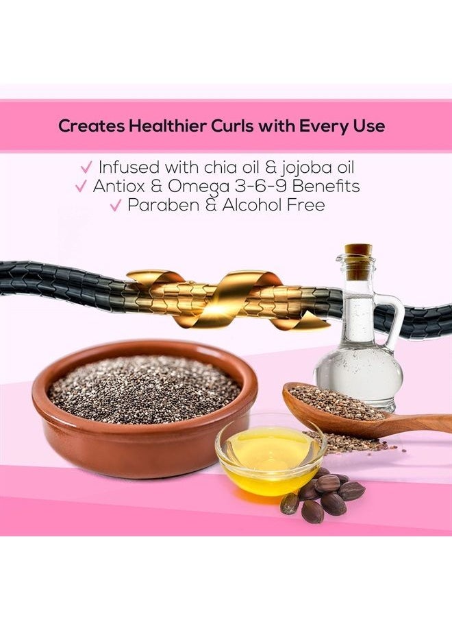 Curl Defining BB Cream - Chia Seeds Oil Leave-In Conditioner for Curly Hair | Anti Frizz Hydrating Moisturizing Treatment & Styling | Bouncy Curls Enhancing Creme | Perm Hair Care - 8.1 Oz