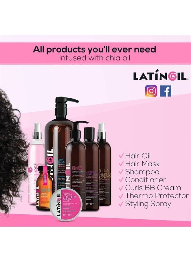 Curl Defining BB Cream - Chia Seeds Oil Leave-In Conditioner for Curly Hair | Anti Frizz Hydrating Moisturizing Treatment & Styling | Bouncy Curls Enhancing Creme | Perm Hair Care - 8.1 Oz