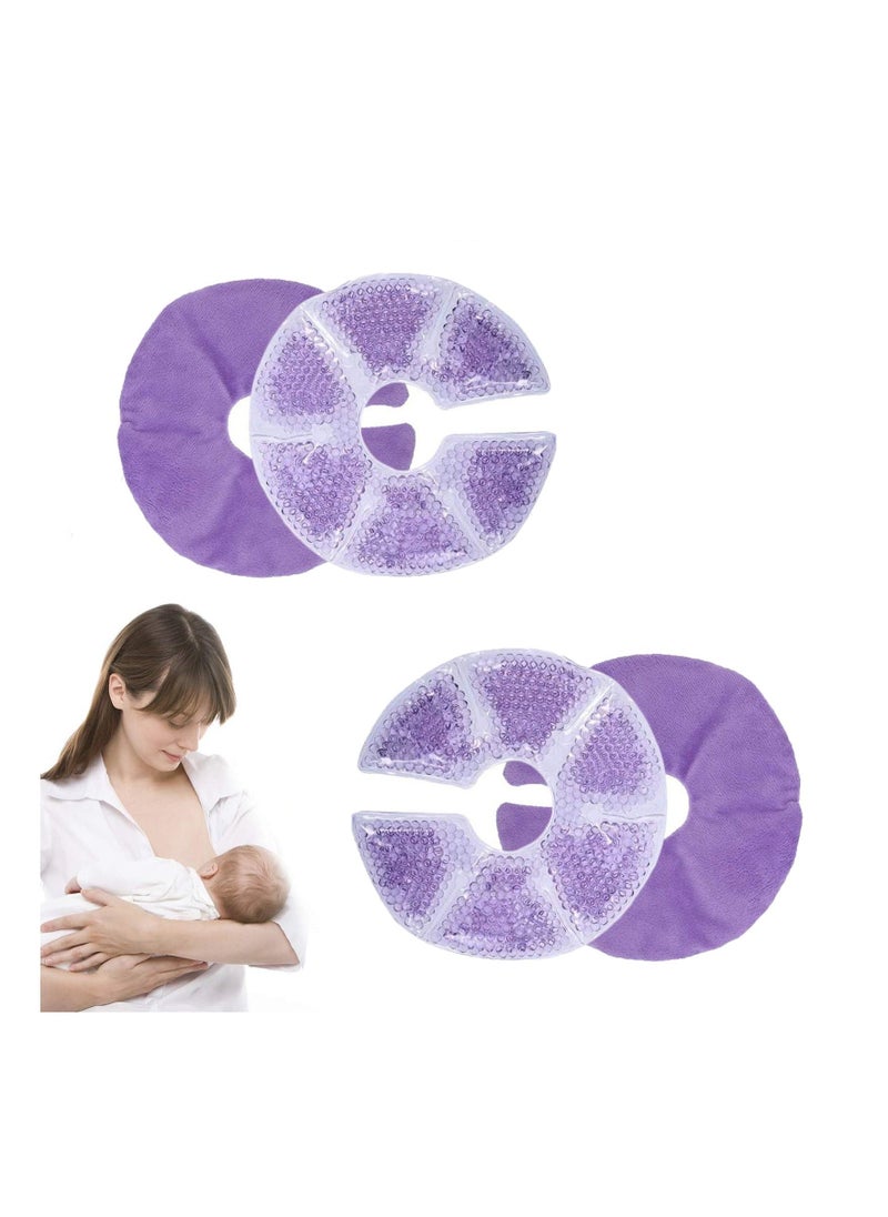 2 Packs Nipple Therapy Pads Reusable Nipple Gel Ice Pack for Nursing Mothers to Decrease Engorgement Hot or Cold Therapy Pain After Nipple Surgery Use with Any Nipple Pump Purple