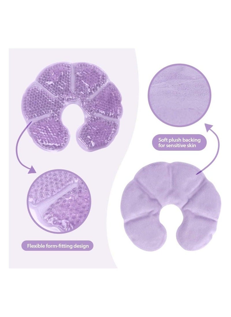 2 Packs Nipple Therapy Pads Reusable Nipple Gel Ice Pack for Nursing Mothers to Decrease Engorgement Hot or Cold Therapy Pain After Nipple Surgery Use with Any Nipple Pump Purple