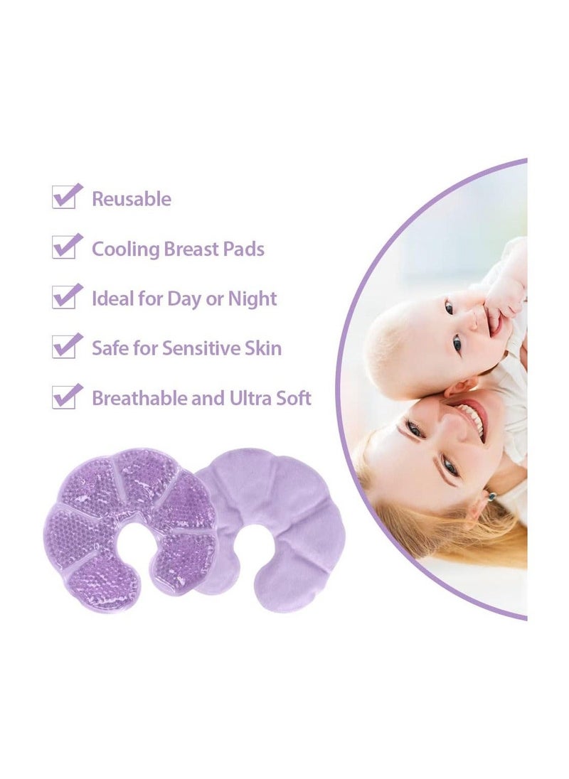 2 Packs Nipple Therapy Pads Reusable Nipple Gel Ice Pack for Nursing Mothers to Decrease Engorgement Hot or Cold Therapy Pain After Nipple Surgery Use with Any Nipple Pump Purple