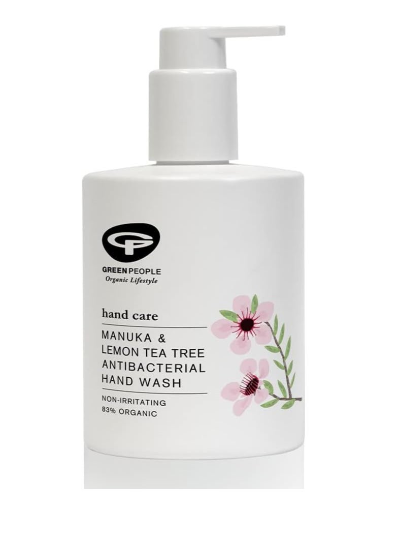 Manuka and Lemon Tea Tree Antibacterial Hand Wash 300ml Natural and Organic Hand Wash for Kitchen or Bathroom Paraben Free and SLS Free Gentle on Sensitive Skin Cruelty Free and Vegan