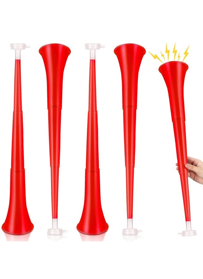 4 Pieces Collapsible Stadium Horn 24 Inch Vuvuzela Plastic Trumpet Horn Blow Horn Noisemakers For Sporting Events Graduation Games School Sports Party Supplies Favors Accessories (Red)