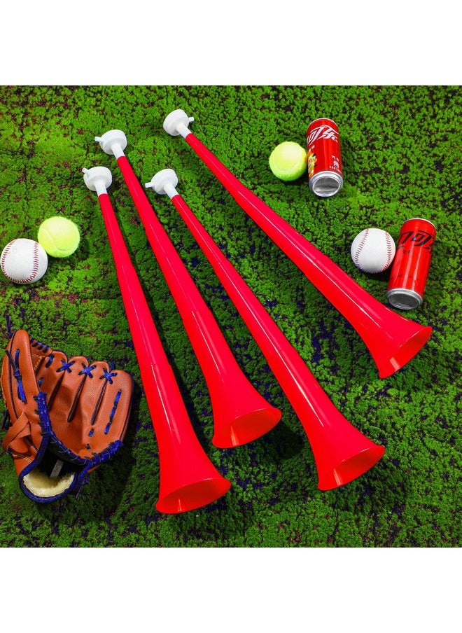 4 Pieces Collapsible Stadium Horn 24 Inch Vuvuzela Plastic Trumpet Horn Blow Horn Noisemakers For Sporting Events Graduation Games School Sports Party Supplies Favors Accessories (Red)