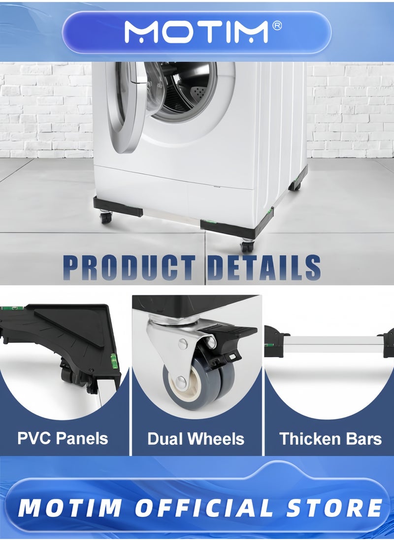Mini Fridge Stand Adjustable Refrigerator Stand with 4 Locking Swivel Wheels Universal Mobile Base Moving Cart for Dryers and Refrigerators