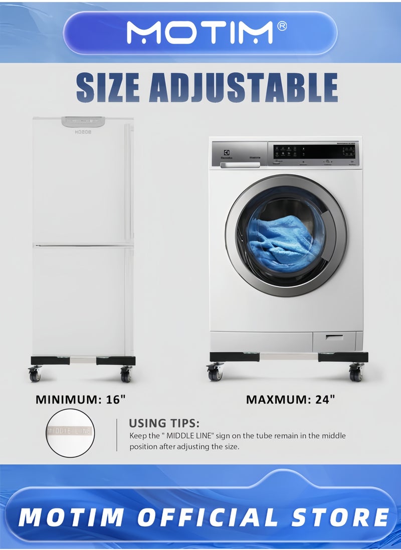 Mini Fridge Stand Adjustable Refrigerator Stand with 4 Locking Swivel Wheels Universal Mobile Base Moving Cart for Dryers and Refrigerators