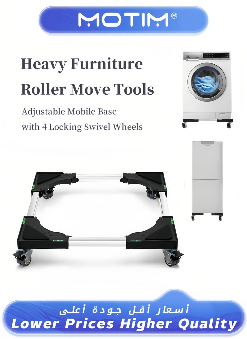 Mini Fridge Stand Adjustable Refrigerator Stand with 4 Locking Swivel Wheels Universal Mobile Base Moving Cart for Dryers and Refrigerators