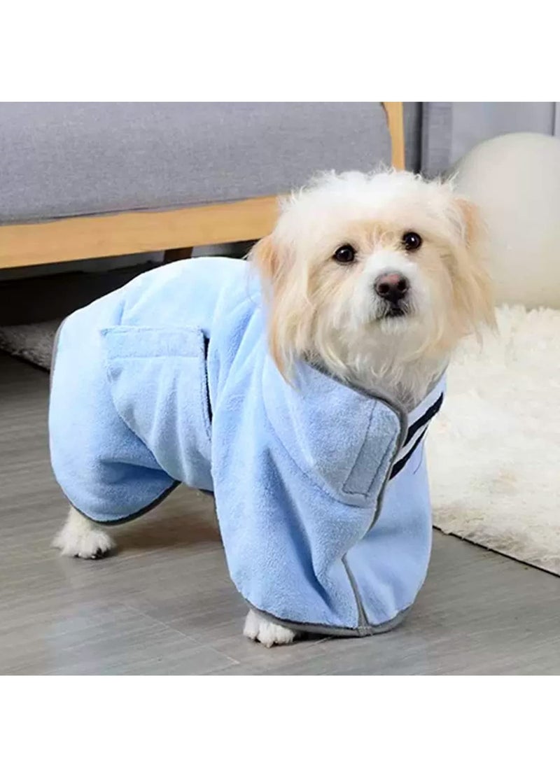 Dog Bathrobe, Dog Robes for After Bath, Dog Drying Coat for Small, Medium Dogs Super Absorbent Pet Dog Drying Towel, Adjustable Puppy Bathrobe Soft Dog Hair Drying Bag After Shower, M/50cm, Blue