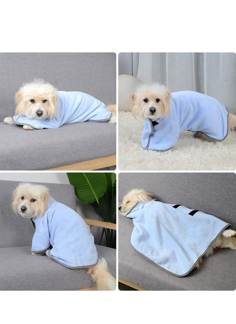 Dog Bathrobe, Dog Robes for After Bath, Dog Drying Coat for Small, Medium Dogs Super Absorbent Pet Dog Drying Towel, Adjustable Puppy Bathrobe Soft Dog Hair Drying Bag After Shower, M/50cm, Blue