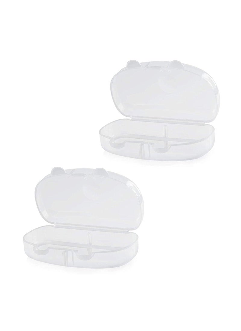 Pacifier Case, Pacifier Container, Baby Pacifier Case for Travel, BPA Free, Can be Used to Carry 2 Pacifiers, Transparent, 2 Pack