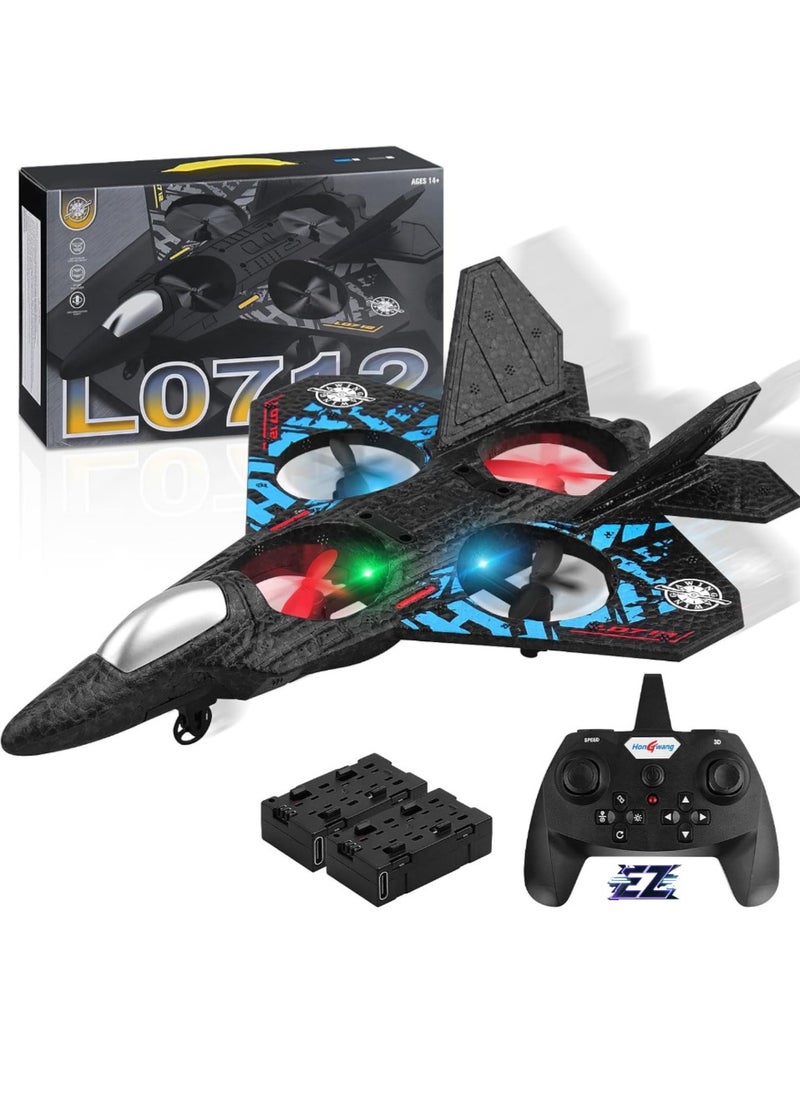 2.4GHz RC Aeroplane L0712 Quadcopter – Remote Controlled Floating Fighter Plane with Coloured Lights, USB Charging, RTF for Beginners & All Ages