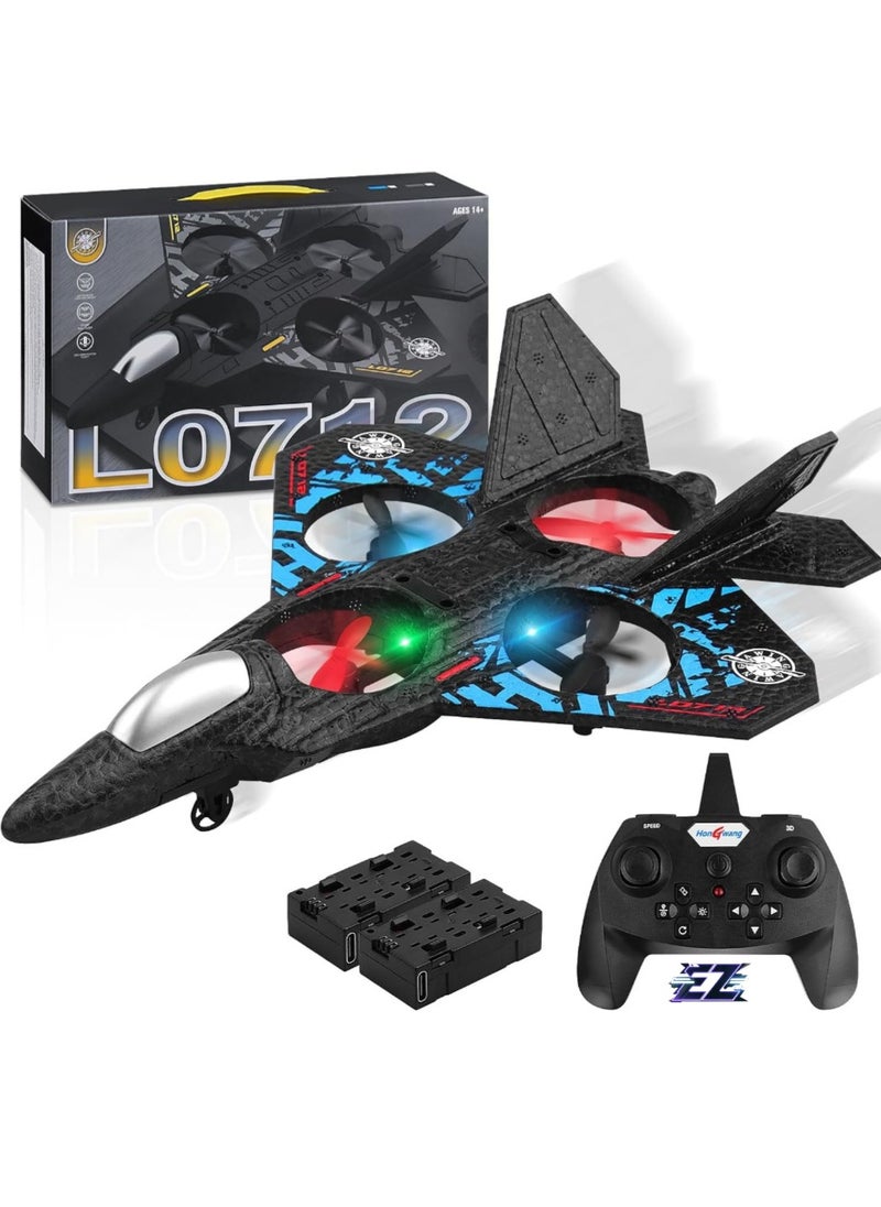 2.4GHz RC Aeroplane L0712 Quadcopter – Remote Controlled Floating Fighter Plane with Coloured Lights, USB Charging, RTF for Beginners, Kids & Adults