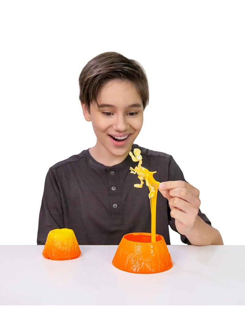 ZURU Lava Slime Surprise Volcano (2 Pack) with Dinosaur Structure Toy Inside and Lava Slime, Squishy Slime Volcanic Eruption