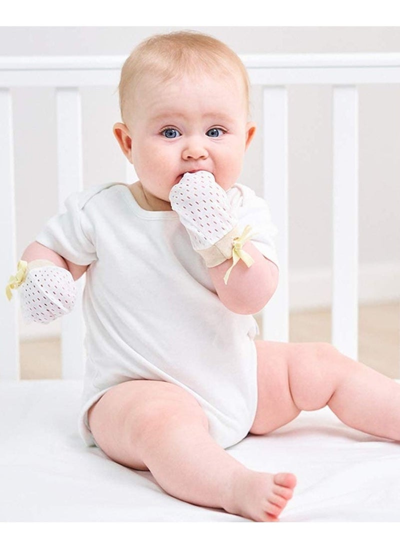 Newborn Baby Mittens No Scratch Mittens, Which Adjustable Anti Scratch Ice-Smooth Cool and Breathable Cotton Gloves for Boys Girls 3 Pairs