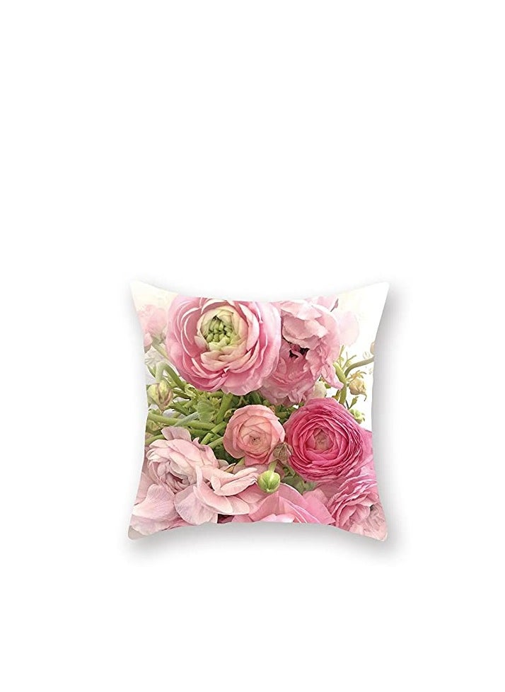 Floral Decorative Throw Pillow Cover, 18 x 18 Inch Flowers Cushion Cases Pillow Home Decor Watercolor Roses Throw Pillow Cover Elegant Floral Bud Petal Romantic Pillow Case for Home Couch Bed