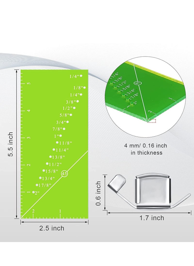 Sewing Machine Seam Allowance Ruler and Magnetic Guide Set, 4-Piece Kit for 1/8 to 2 Inch Straight Line Hems