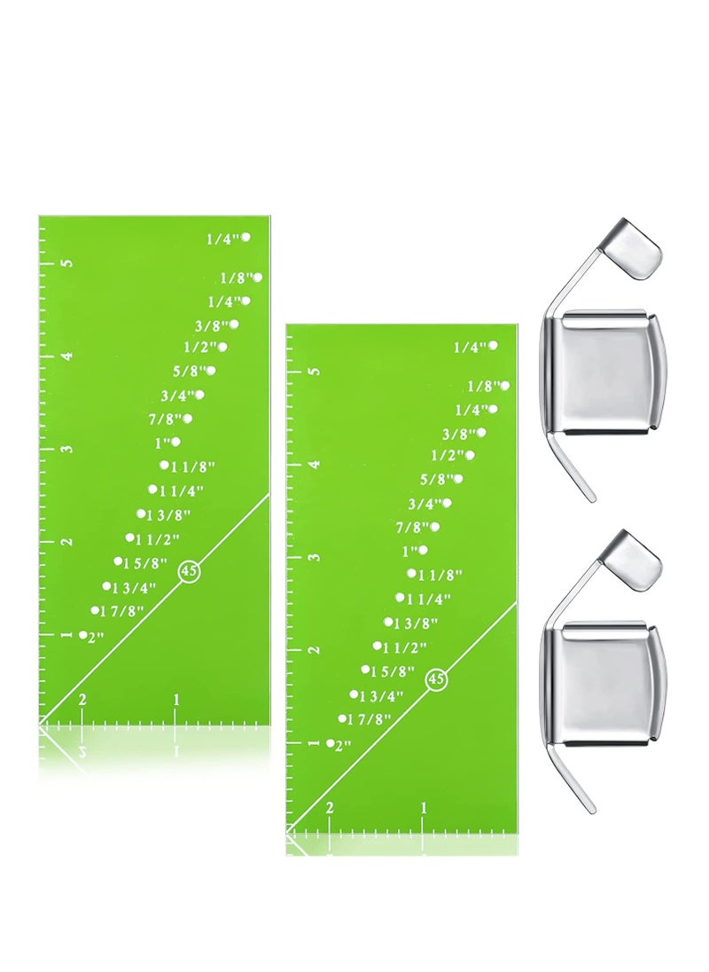 Sewing Machine Seam Allowance Ruler and Magnetic Guide Set, 4-Piece Kit for 1/8 to 2 Inch Straight Line Hems