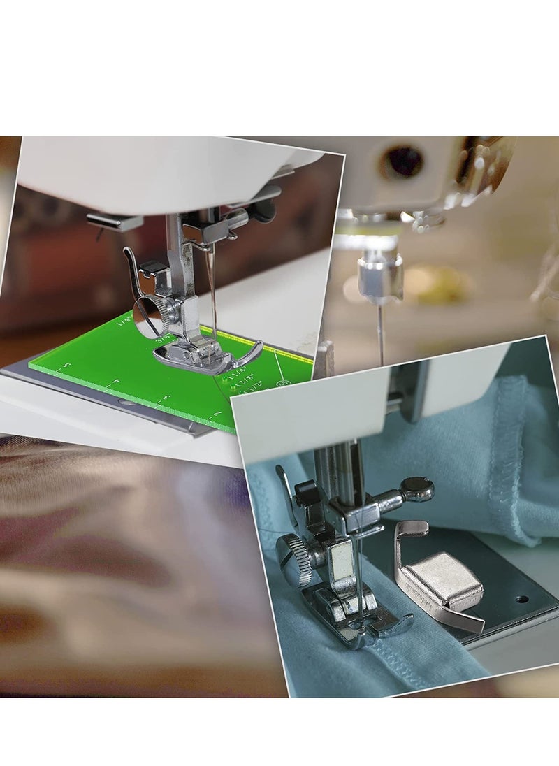 Seam Allowance Ruler and Magnetic Seam Guide Set for Sewing Machine, 4 Pieces Seam Allowance Ruler and Magnetic Seam Guide for 1/8 to 2 Inch Straight Line Hems