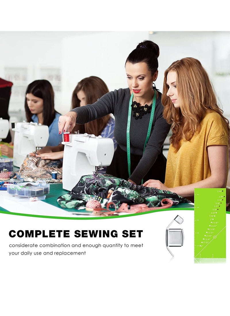 Seam Allowance Ruler and Magnetic Seam Guide Set for Sewing Machine, 4 Pieces Seam Allowance Ruler and Magnetic Seam Guide for 1/8 to 2 Inch Straight Line Hems