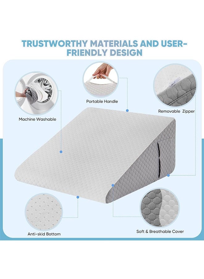 1 pcs Wedge Pillow for Sleeping  Bed Wedge Pillow for After Surgery Triangle Pillow Wedge for Acid RefluxGerd Snoring Post Surgery Leg Back Pain Relief - Soft Memory Foam Top & Washable Cover