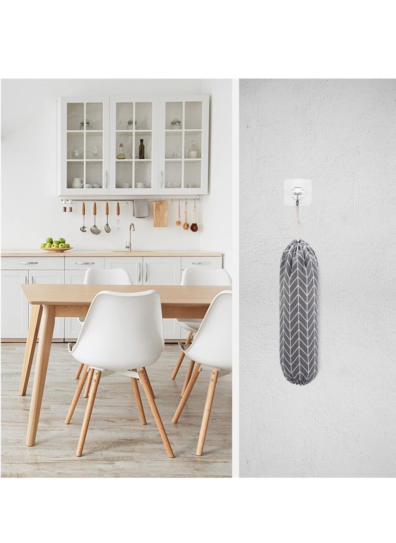Plastic Bag Holder, 2 Pcs Reusable Grocery Bag Holder Hanging Storage Bag, Wall Mount Trash Bag Dispenser for Home Kitchen Cabinet, Shopping Bags Carrier, Adjustment with Drawstring
