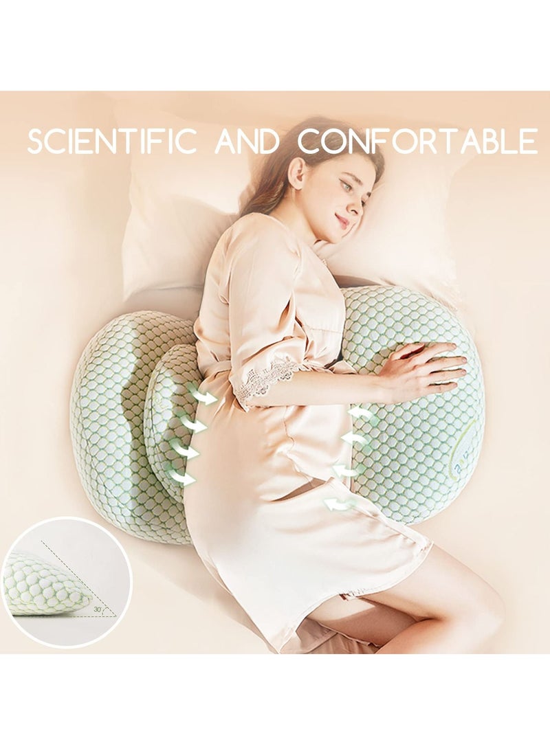 Pregnancy Pillows for Sleeping, Adjustable Support Maternity Pillow for Pregnant Women- Wedge Pillows Side Sleeper Pregnancy Pillows for Body,Belly,Back,Legs,Hips- with Detachable Pillow Cover