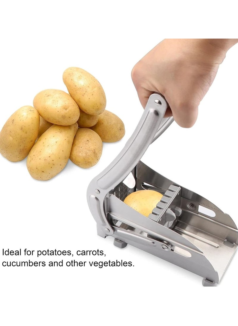 Stainless Steel Potato Chopper | Professional French Fry Cutter for Home & Commercial Use | Non-Slip Potato Chips Maker for Carrots, Cucumbers, and Vegetables | Easy-to-Use Vegetable Chopper