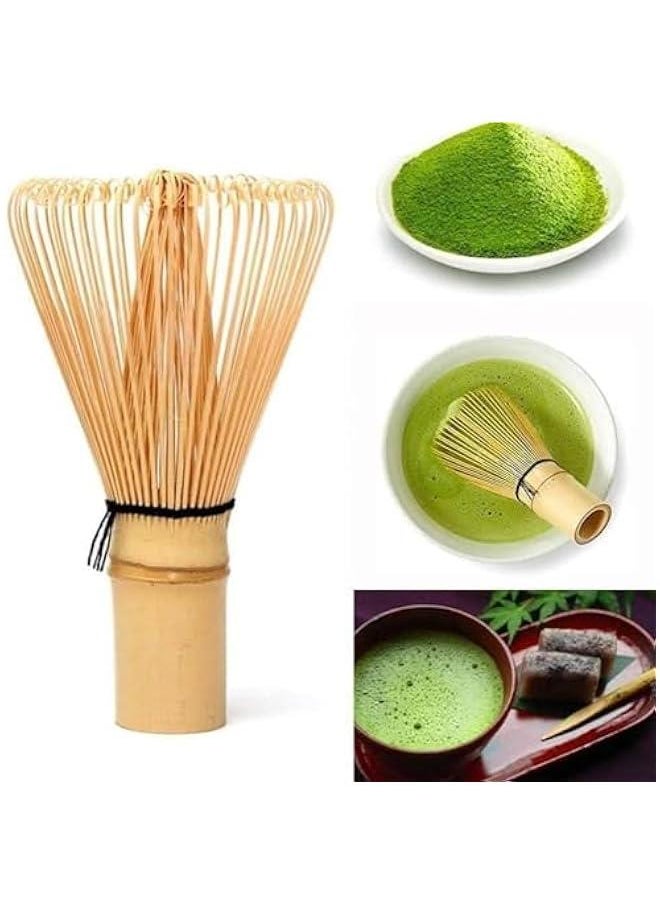 Matcha Whisk Set, 4pcs Japanese Tea Set,Matcha Whisk,Traditional Scoop, Matcha Bowl, Ceramic Whisk Holder,Traditional Matcha Tool Set for Matcha Tea Ceremony (wooden)