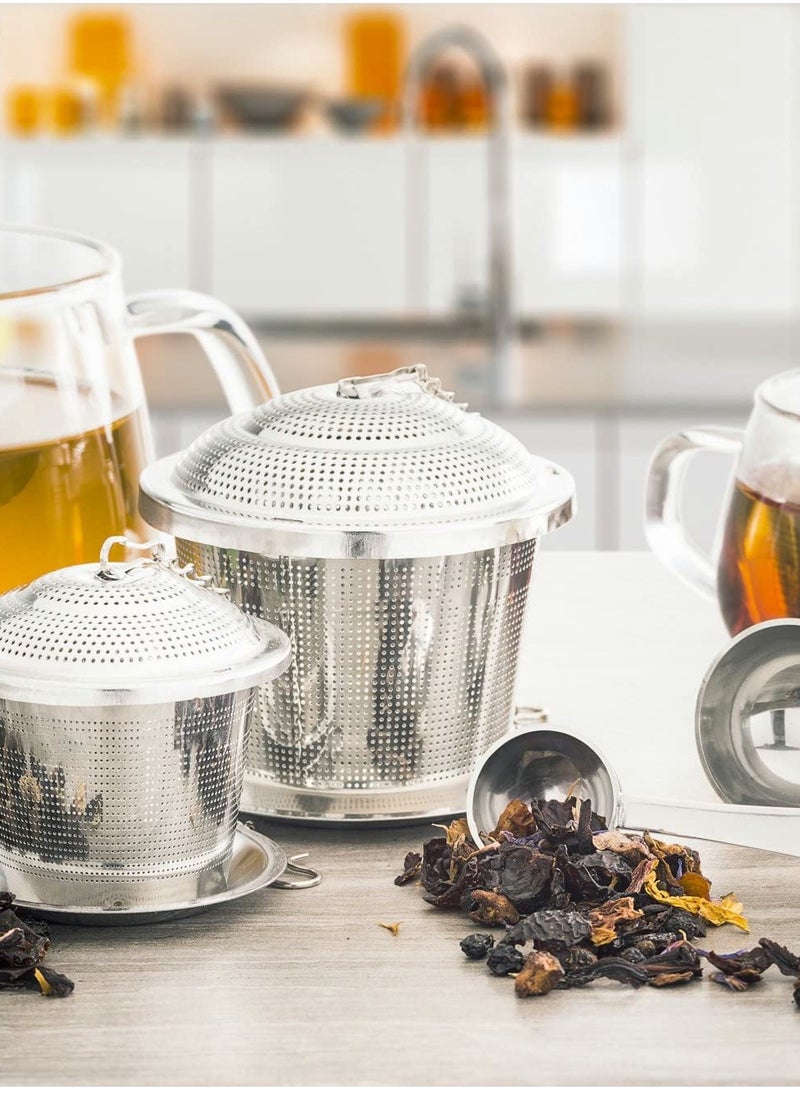 Loose Leaf Tea Infuser (Set of 2) with Tea Scoop and Drip Dray, Ultra Fine Stainless Steel Strainer & Steeper for a Superior Brewing Experience