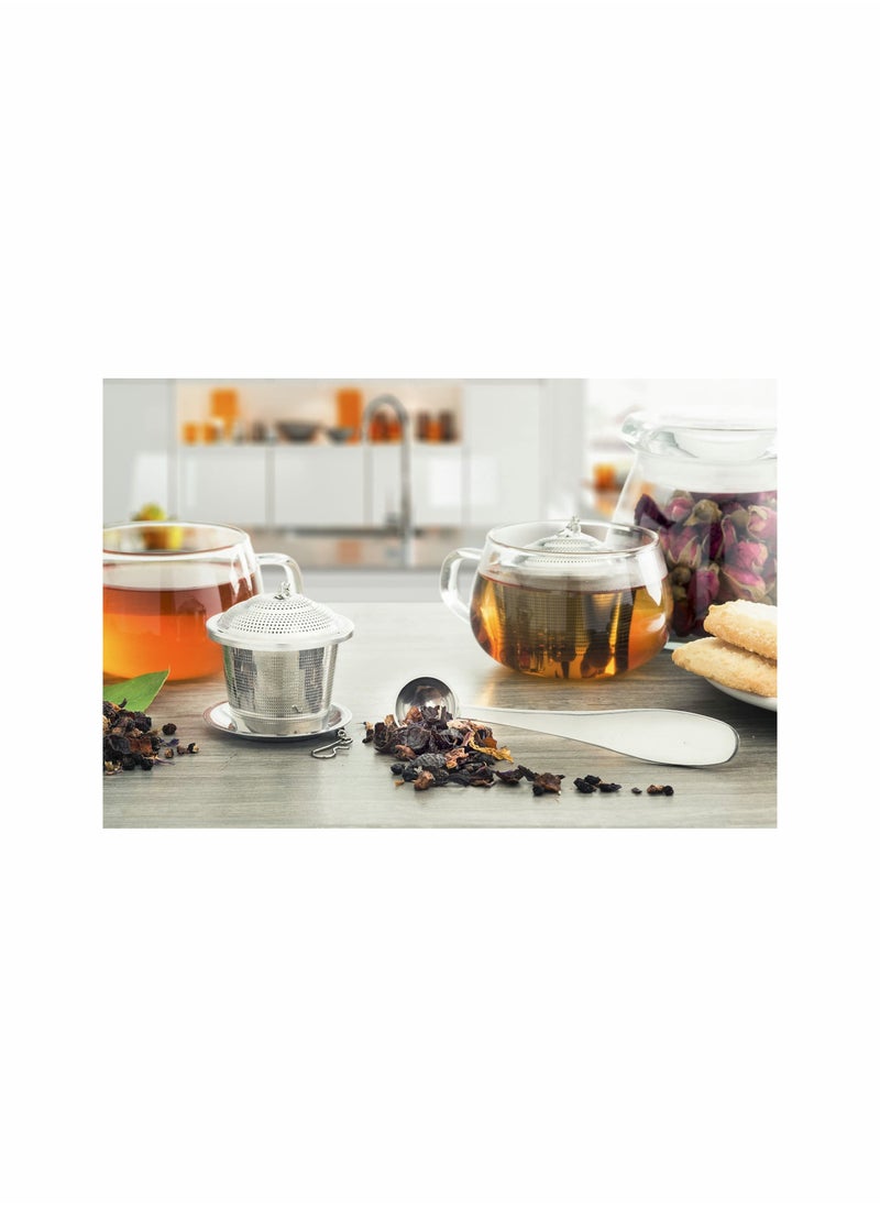 Loose Leaf Tea Infuser (Set of 2) with Tea Scoop and Drip Dray, Ultra Fine Stainless Steel Strainer & Steeper for a Superior Brewing Experience